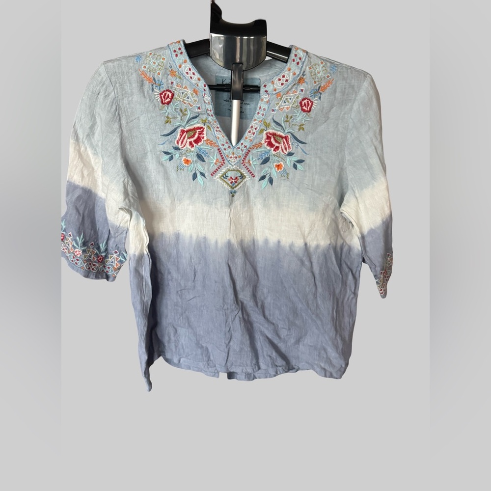 Embroidered Blue Women's Top - Picture 2 of 4